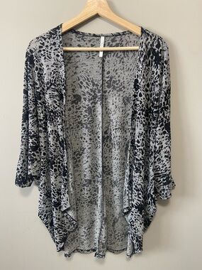Ripe Black & Gray Animal Print Open Cardigan
